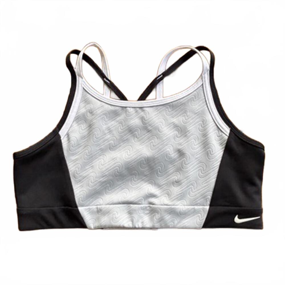 Nike Dri-Fit‎ Black Silver Wave Embossed Sports Bra Medium Support Size L